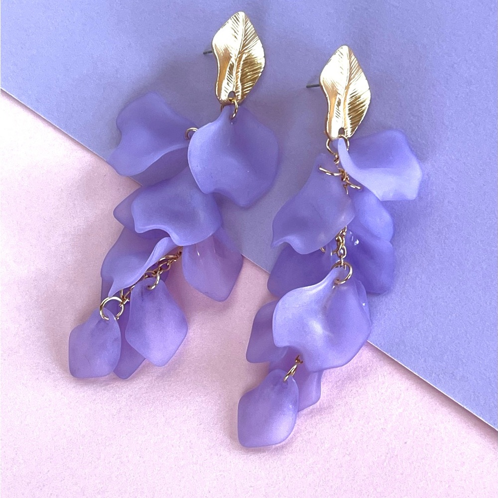 Dangle drop earrings, Resin earrings, Oversize flower earrings